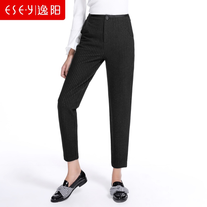2018秋季新款哈伦裤女条纹小脚垮裤bf时尚百搭休闲九分70230