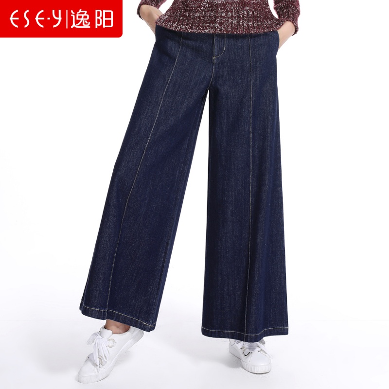 2018秋季新款牛仔阔腿裤女高腰原宿裤宽松显瘦宽直筒72239