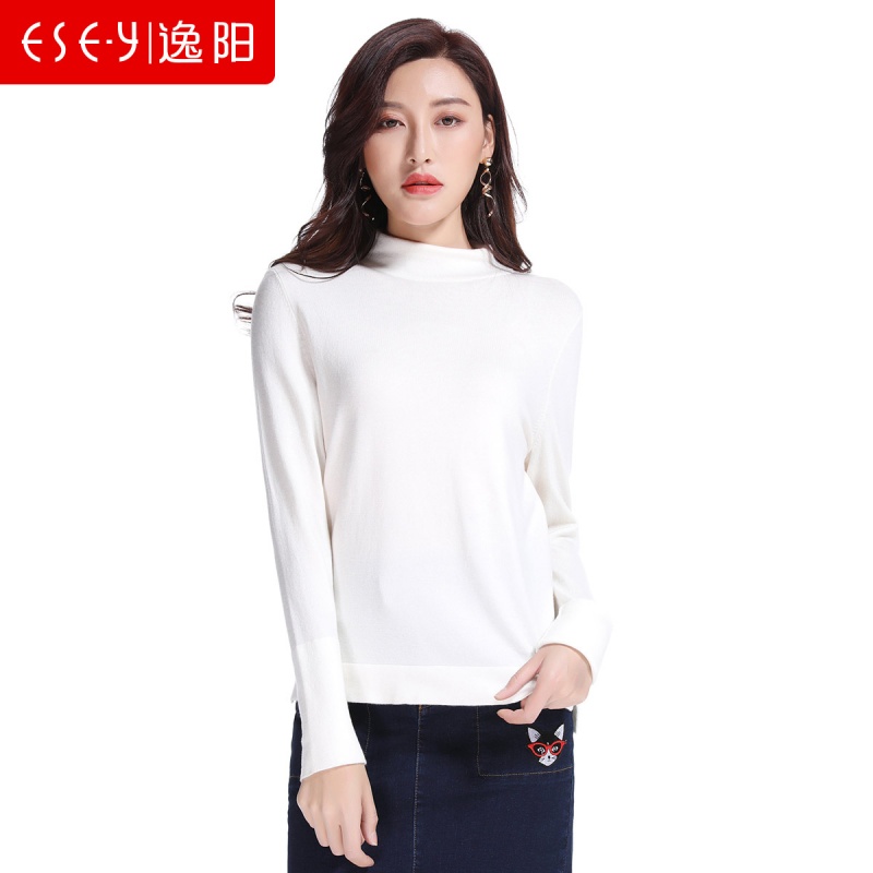 白色外穿打底衫长袖高领套头毛衣上衣2018秋女新款正品气质0300