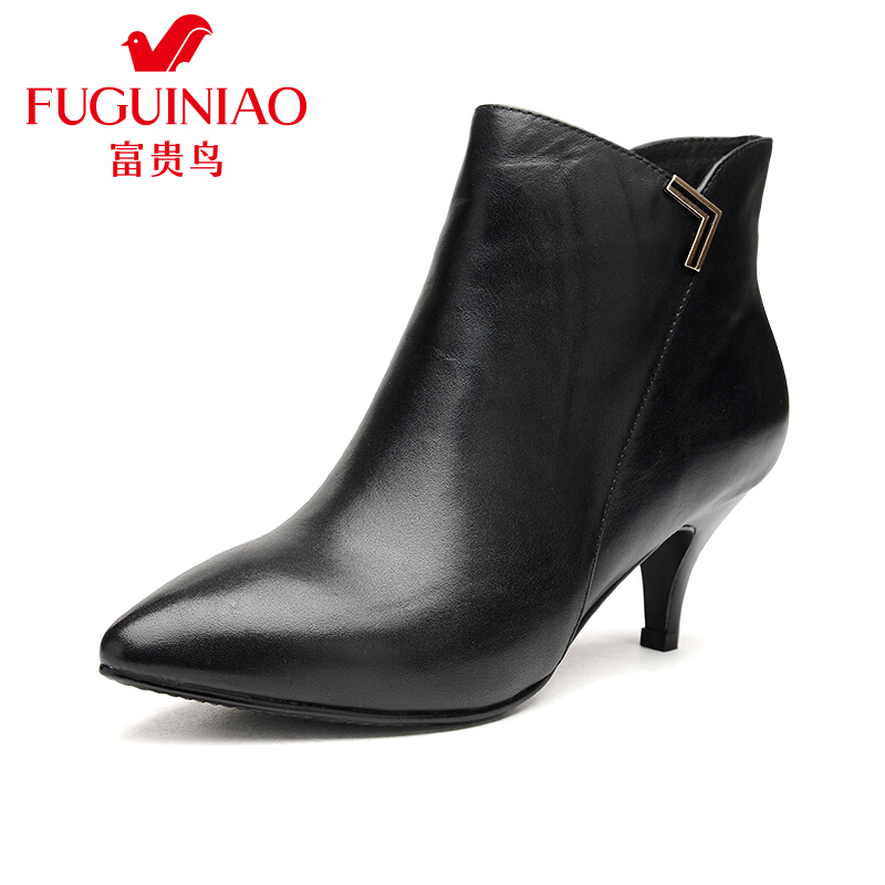 富贵鸟（FUGUINIAO)时尚欧美女高跟鞋女短靴性感酒杯跟女鞋