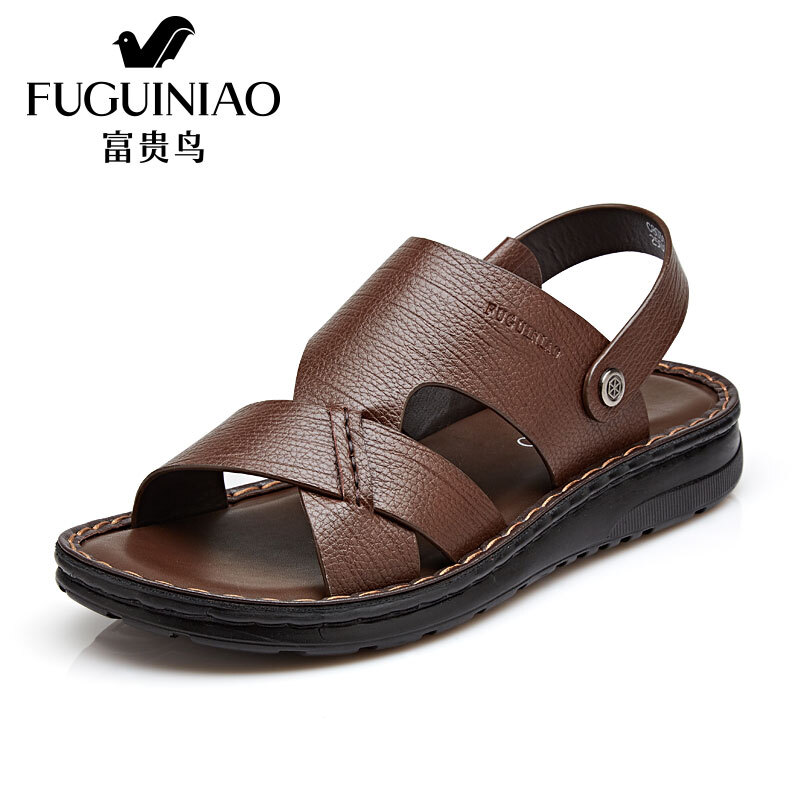 富贵鸟（FUGUINIAO）凉鞋男2018新品简约男士凉鞋露趾休闲男凉拖