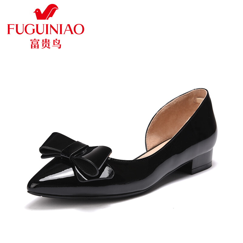 富贵鸟（FUGUINIAO）女鞋浅口女鞋单鞋蝴蝶结鞋工作鞋女