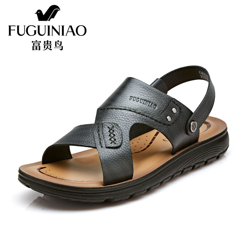 富贵鸟（FUGUINIAO）男凉鞋沙滩鞋2018夏季新款牛皮男鞋舒适防滑凉拖两用休闲男士凉