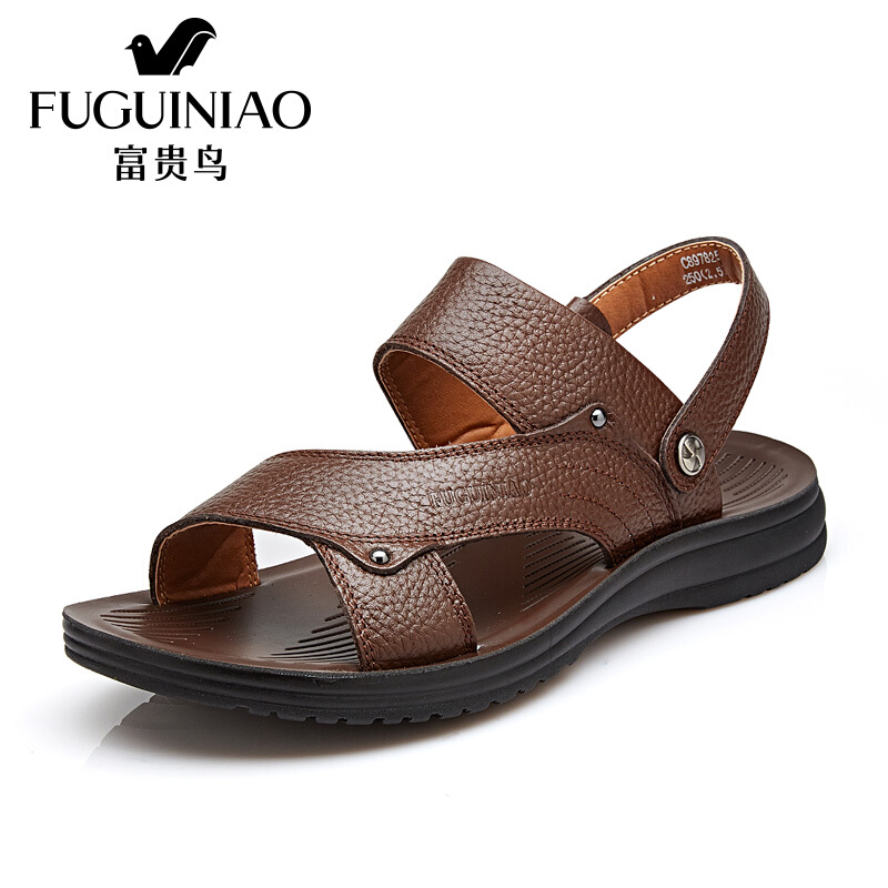 富贵鸟（FUGUINIAO）男凉鞋沙滩鞋2018夏季新款牛皮男鞋舒适防滑凉拖两用休闲男士凉