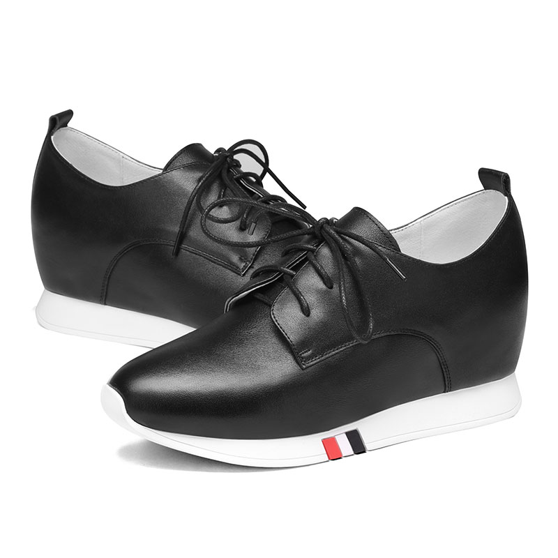 红蜻蜓正品韩版真皮内增高运动鞋女休闲小白鞋厚底单鞋潮