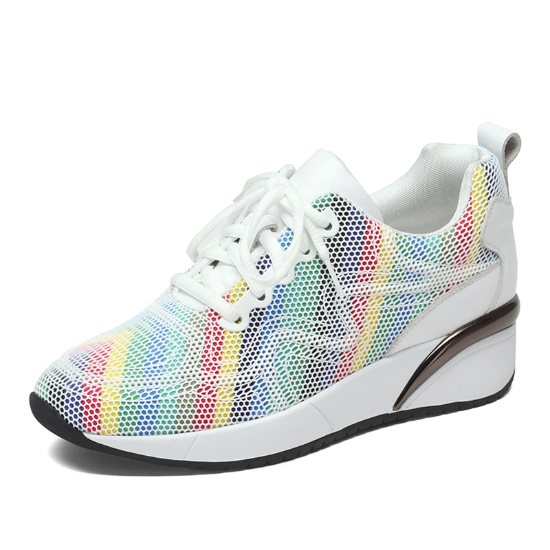 红蜻蜓女鞋正品休闲小白鞋网面透气休闲鞋韩版厚底单鞋