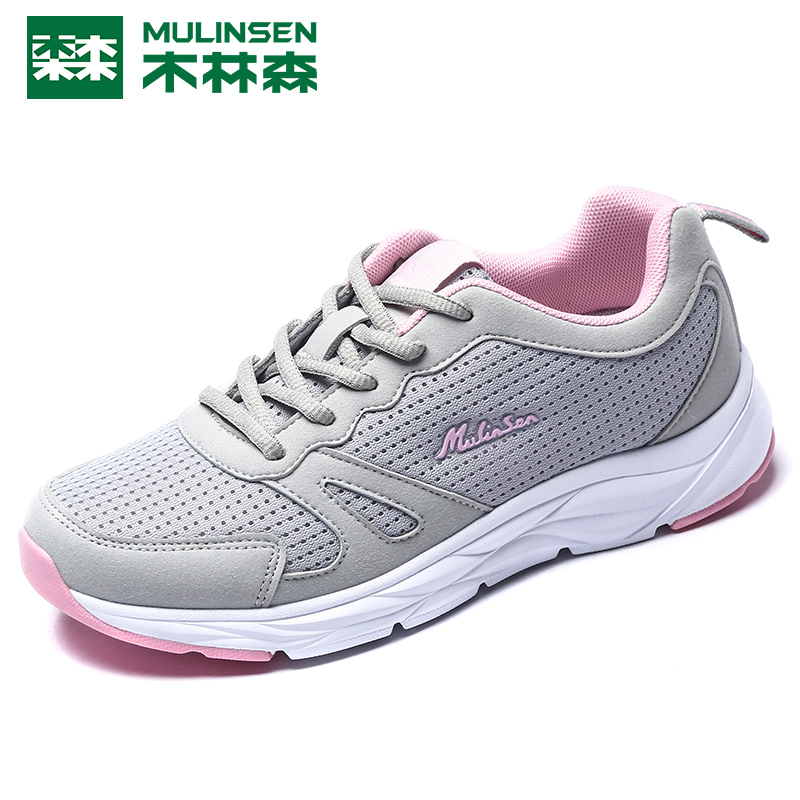 木林森运动鞋女2018夏季新款轻便透气休闲跑鞋 耐磨网面跑步鞋女