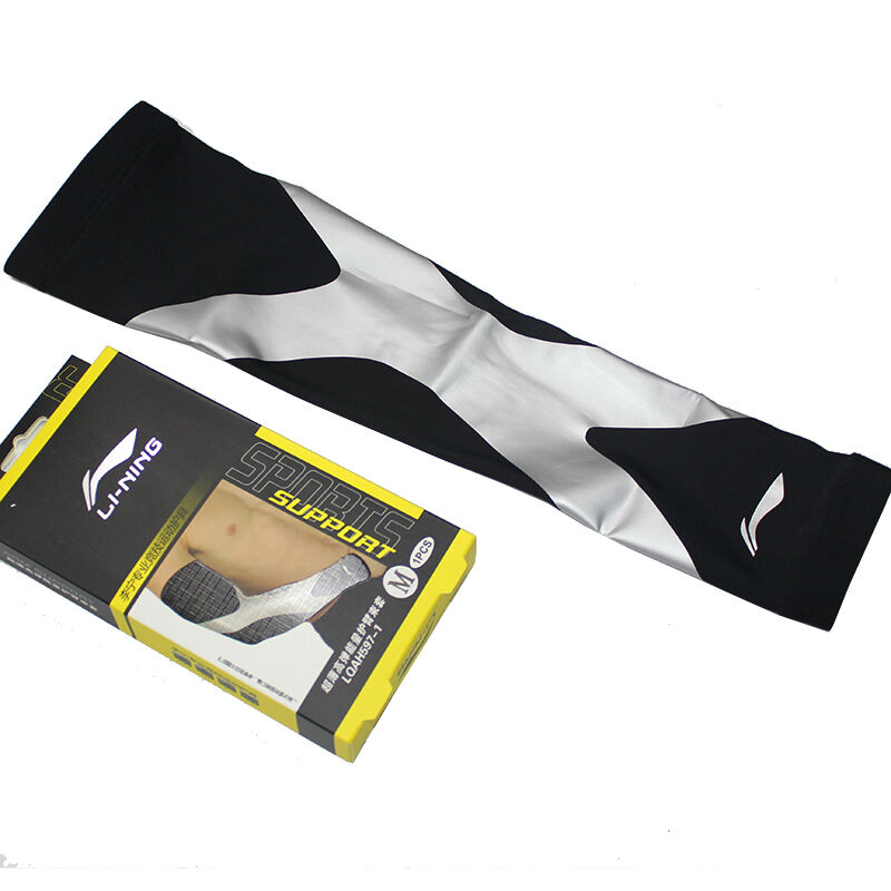 李宁LI-NING 运动护具 超薄高弹能量护臂束套 LQAH597-1 黑 L码（21-24cm）