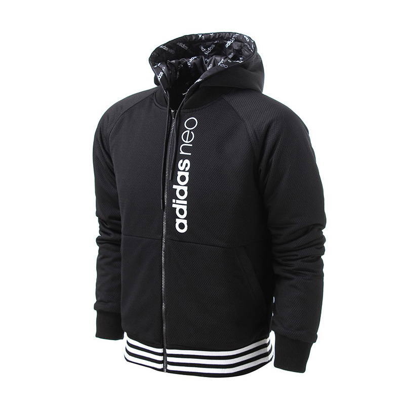 阿迪达斯NEO男装休闲运动连帽保暖夹克外套BK0536