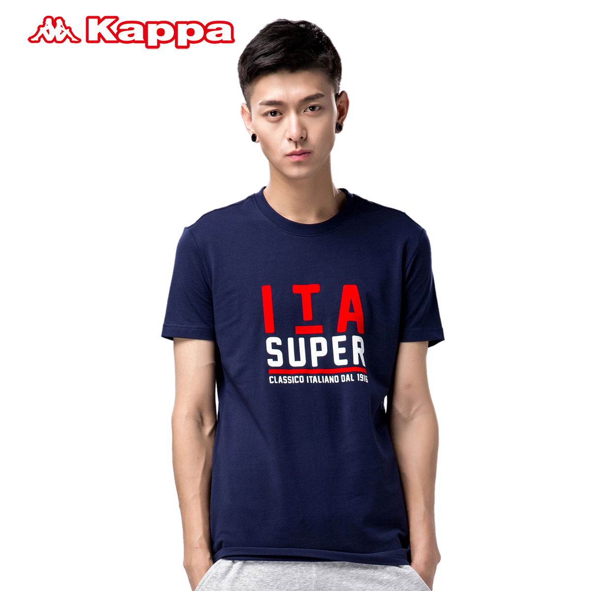 Kappa卡帕男春夏T恤图案衫运动休闲短袖K0712TD02F