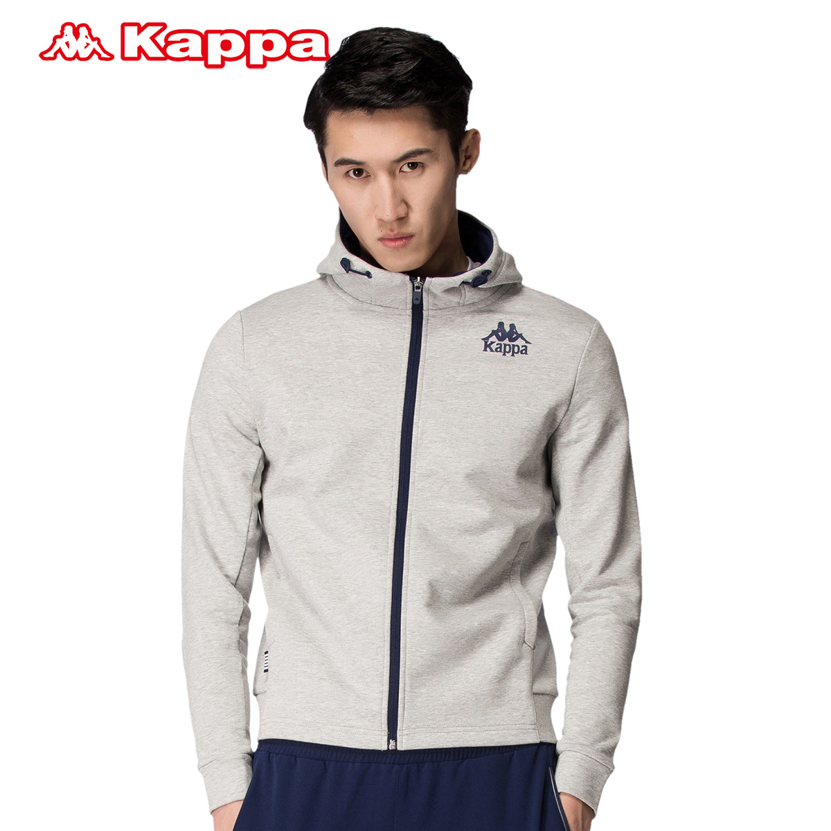 Kappa卡帕背靠背男运动卫衣连帽开衫运动服休闲百搭外套K0612MK05