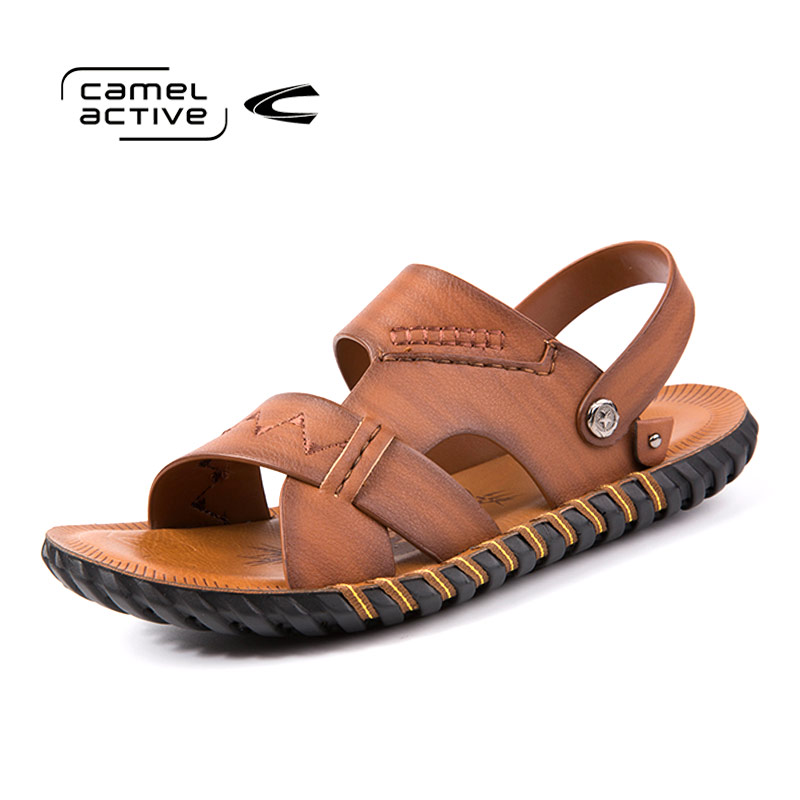 骆驼动感（camel active）男凉鞋夏季新款男鞋头层牛皮沙滩鞋男