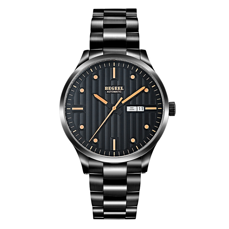 宾爵（BEGEEL）手表 简欧系列全自动上链机械机芯时尚大表盘防水双日历夜光多色选择男士手表B388M.A