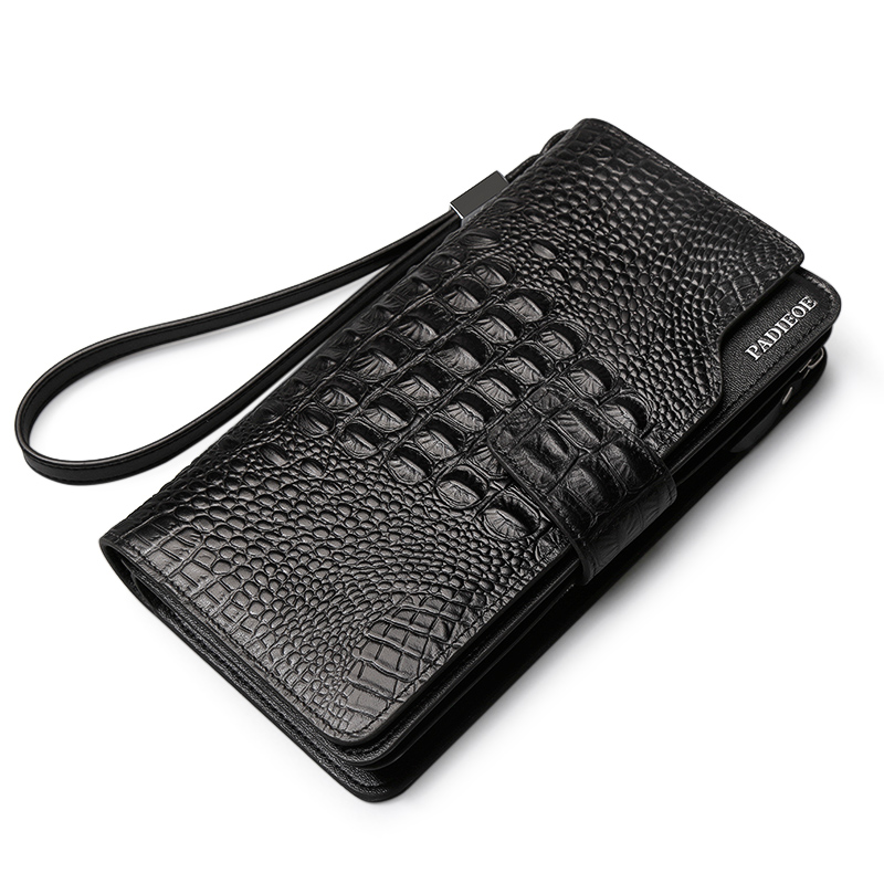 【顺丰配送】padieoe商务手包男真皮大容量鳄鱼纹韩版男士钱包长款拉链多卡位