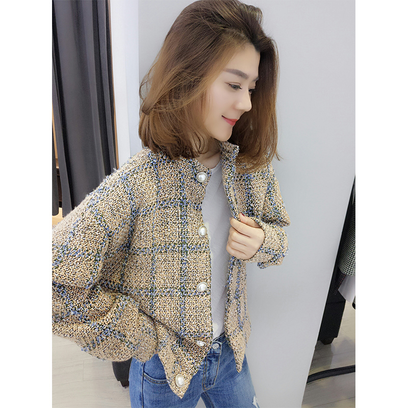 BOBOWALTZ欧洲站春夏装女2019新款欧货 韩版宽松格子休闲百搭短款外套B181k00245p3053