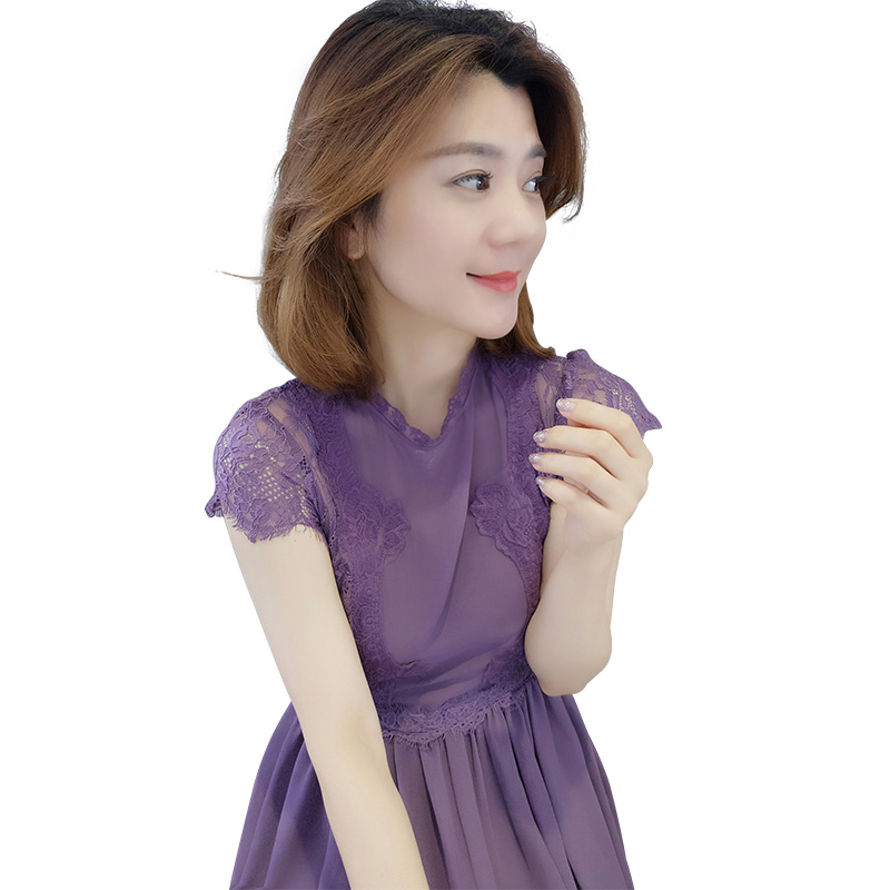 BOBOWALTZ欧洲站2019夏装新款欧货潮韩版气质收腰蕾丝拼接连衣裙压褶长裙女B182k03086p0180