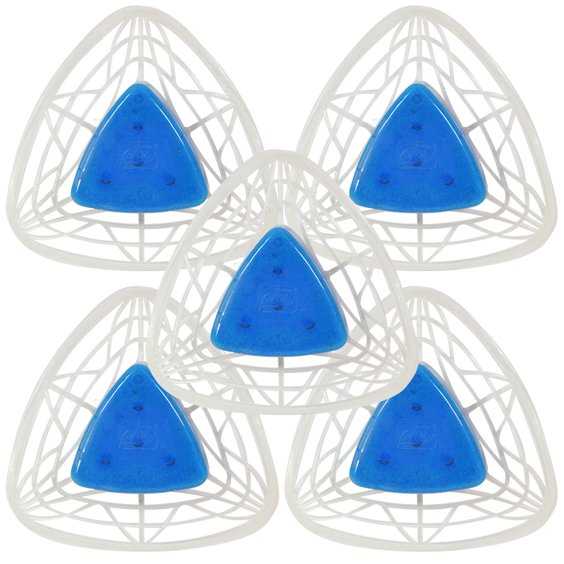 [5个装]春风小便池过滤网 男士小便斗除臭剂 男生厕所防臭芳香块洁厕清洁三角型除臭球 蓝色尿斗香膏预防黄渍除尿臭味尿渍