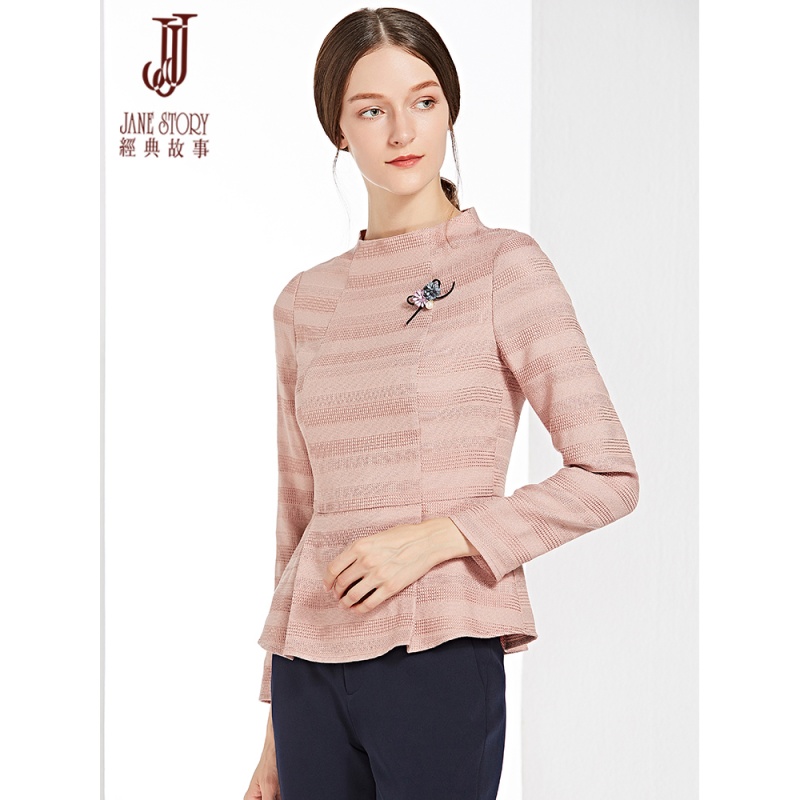 经典故事上衣女秋小修身T恤女通勤微弹舒适显瘦百搭