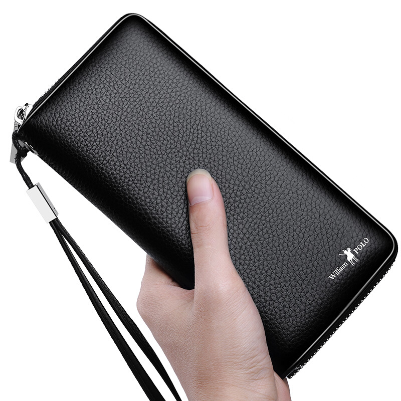 WILLIAMPOLO英皇保罗 风琴卡包男士多卡位真皮大容量钱包男长款卡片包信用卡套银行卡包