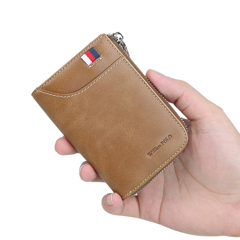 Williampolo英皇保罗卡包男士真皮卡片包复古多卡位风叶琴卡套迷你小零钱包银行卡夹