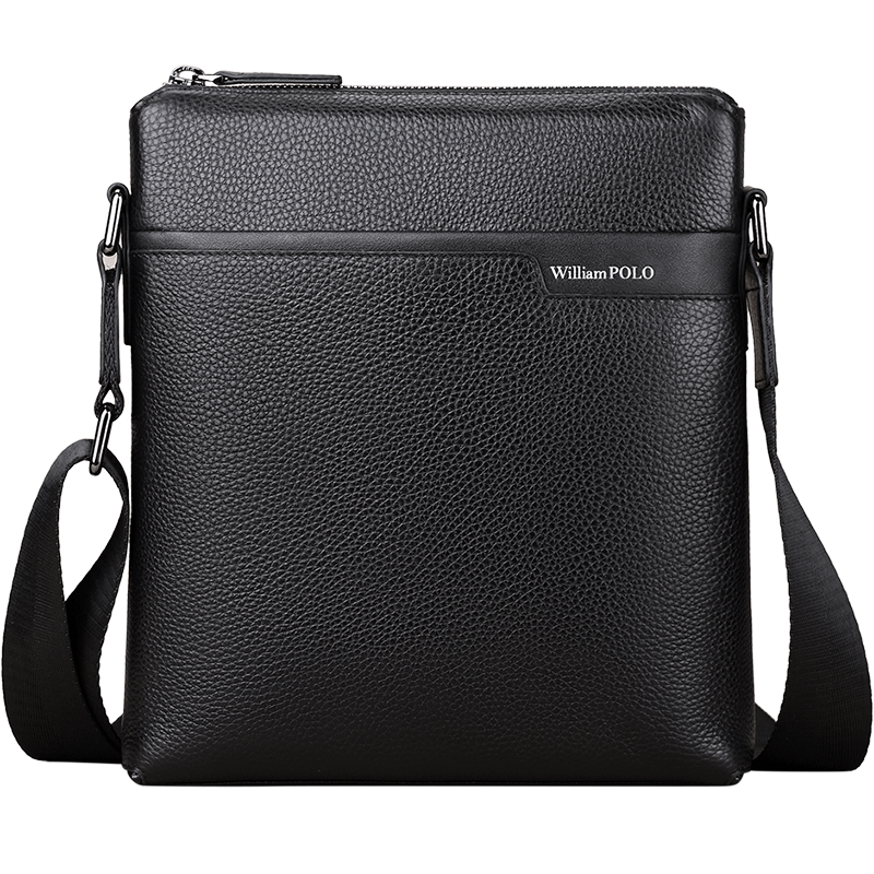 英皇保罗 男士竖款斜挎包商务牛皮背包休闲时尚男包公文包 单肩包