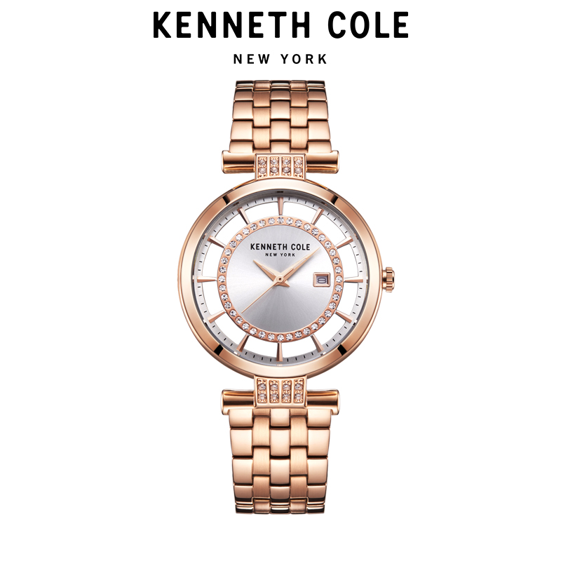 凯尼斯克尔(Kenneth Cole)手表正品KC女表 女士钢带石英表潮流时尚水钻透视潮流时装百搭手表