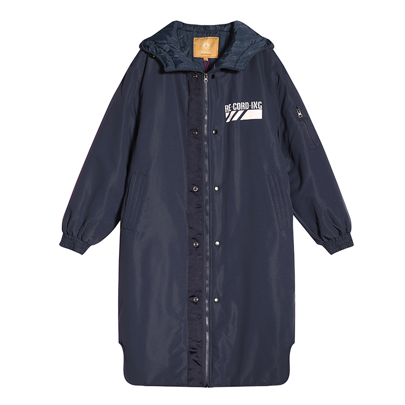 妖精的口袋Y棉服女韩版冬装紫色长款外套大衣保暖棉衣女R