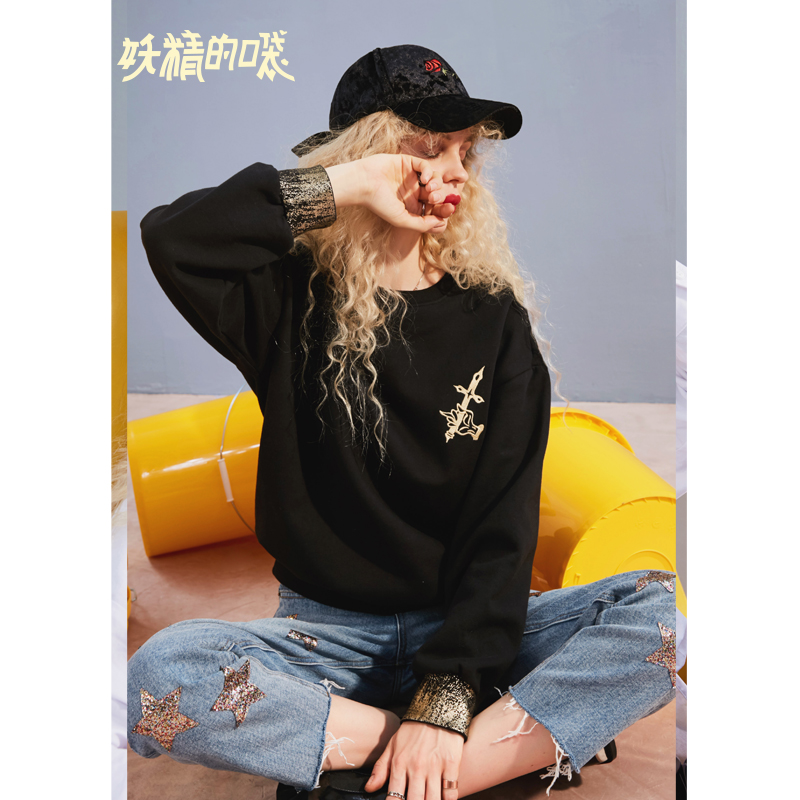 妖精的口袋Y帽衫休闲宽松长袖韩版女秋装上衣套头卫衣女J_2