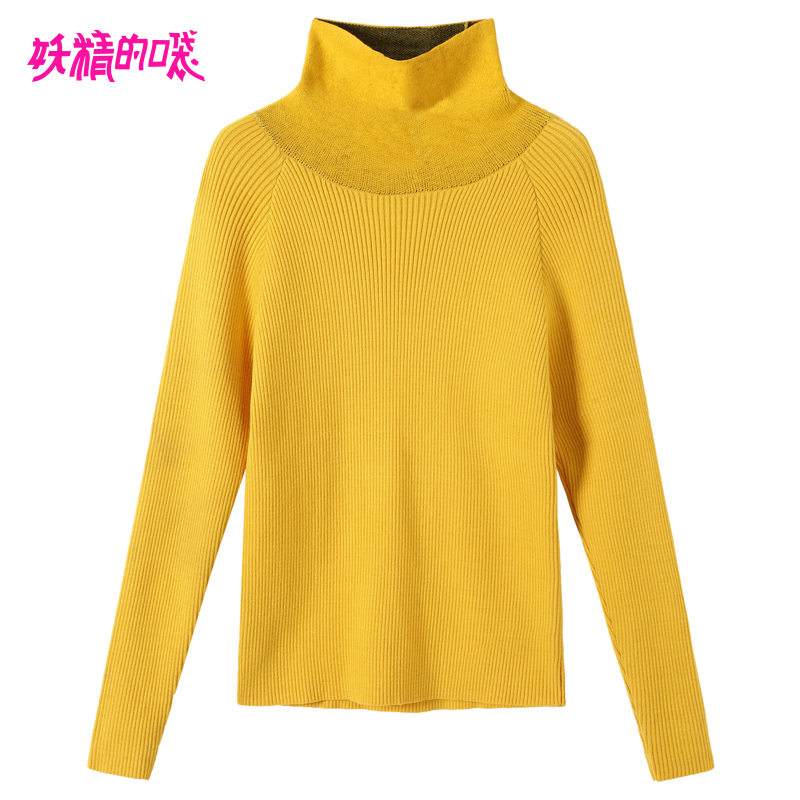 妖精的口袋Y早秋毛衣女宽松慵懒秋装韩版短款套头针织衫J_1