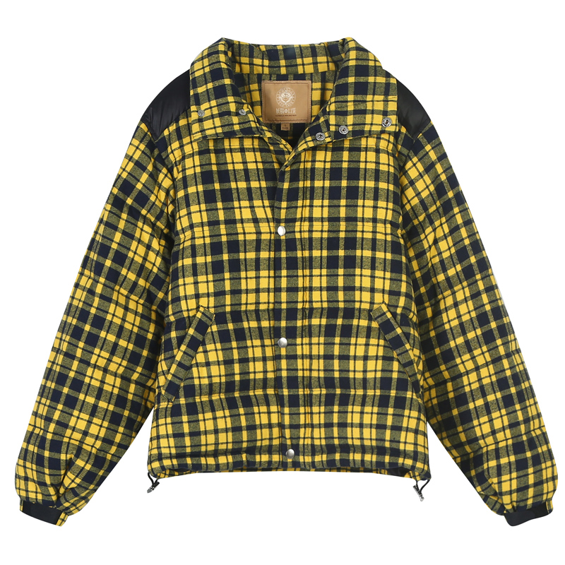 妖精的口袋Y加厚格子面包服女潮韩版冬装甜美短款羽绒服R
