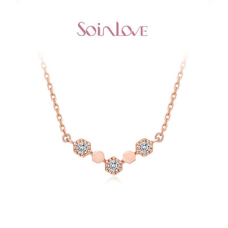 Soinlove 爱蜜系列18K金钻石项链套链坠 送礼推荐