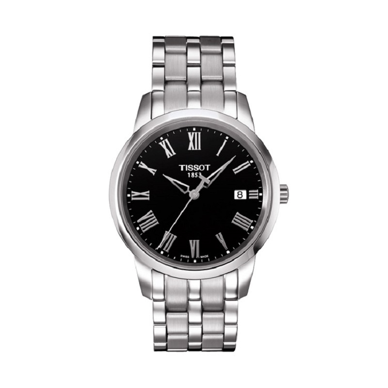 天梭(TISSOT)梦幻系列时尚休闲黑盘钢带石英男士手表T033.410.11.053.01