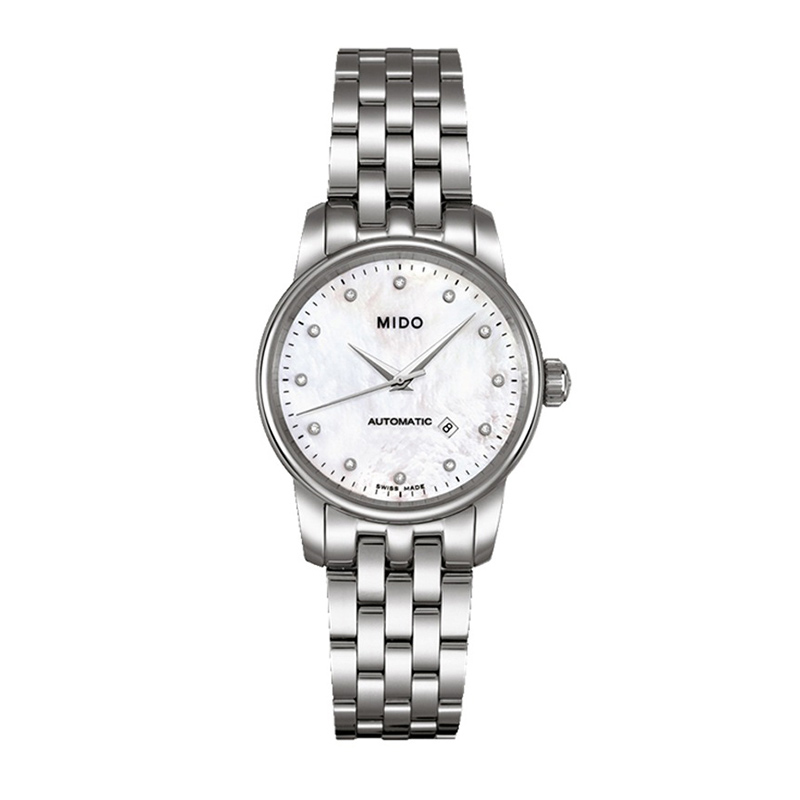 美度(MIDO)瑞士手表 贝伦赛丽系列自动机械瑞士手表白盘钢带女表M7600.4.69.1