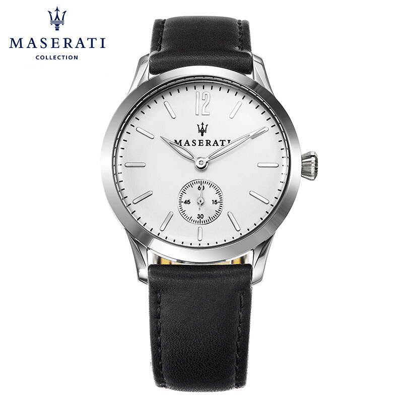 玛莎拉蒂MASERATI Tradizione系列 男表休闲时尚石英手表 黑色皮带R8851125003