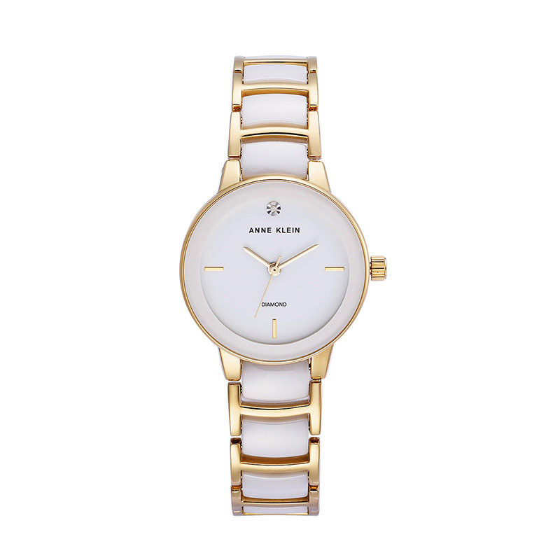 安妮克莱因（ANNE KLEIN）璀璨永恒系列镶钻时尚简约石英女士腕表AK/2960WTGB