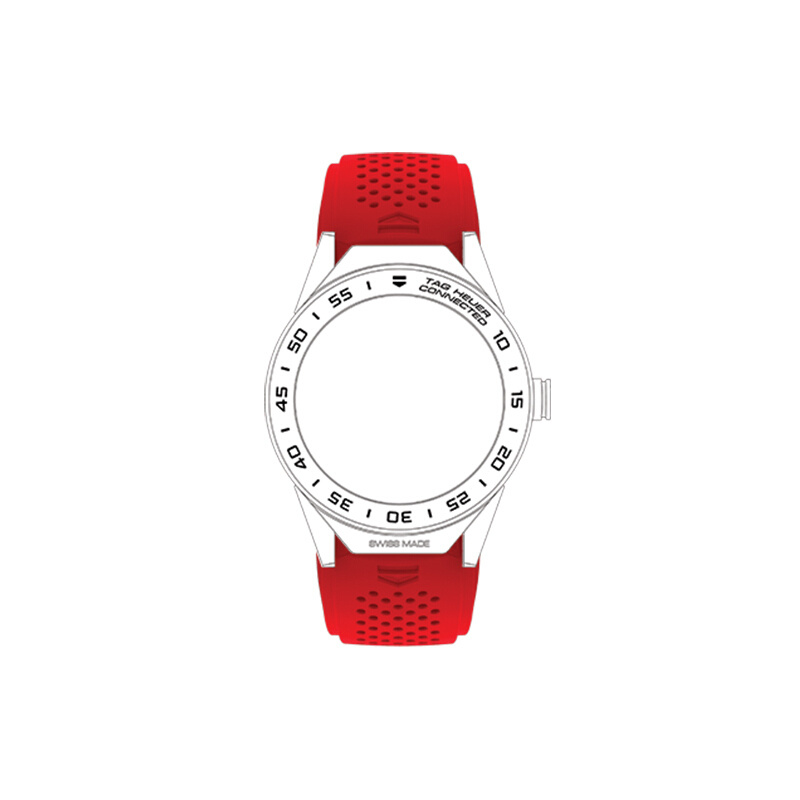 泰格豪雅 CONNECTED MODULAR45瑞士手表智能腕表 红色橡胶表带适配PVD黑钛合金表扣2FT6080