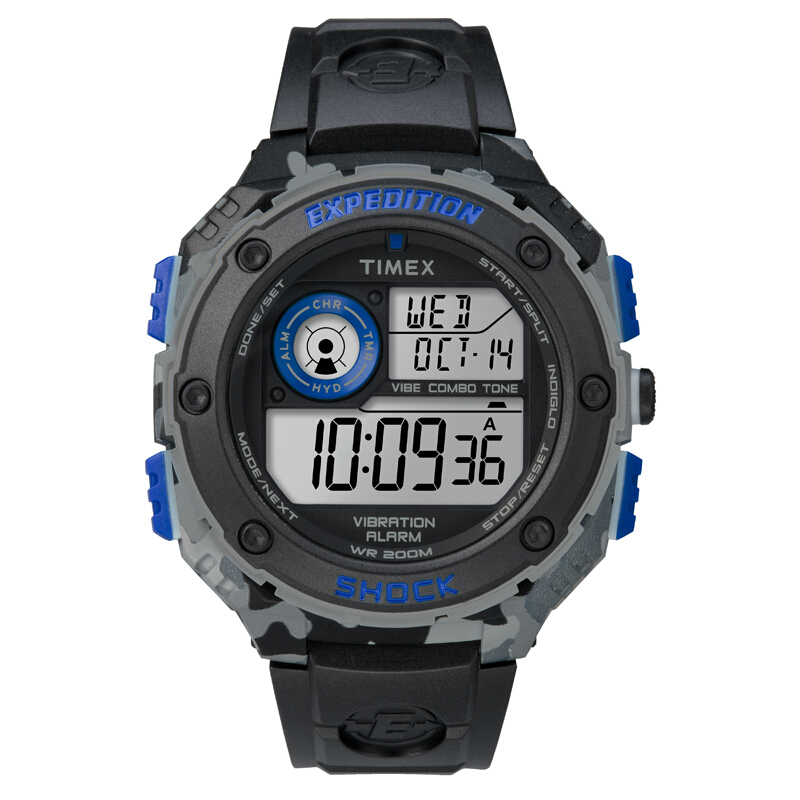 天美时（TIMEX）手表 Expedition系列电子黑色针扣树脂带男表液晶表盘TW4B00300