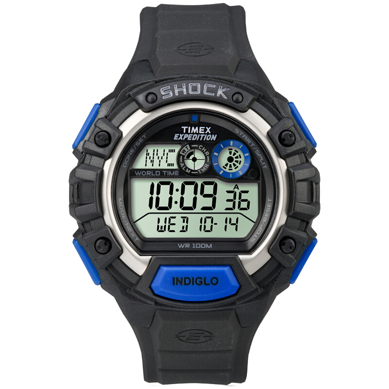 天美时（TIMEX）手表 Expedition系列电子黑色针扣树脂带男表液晶表盘TW4B00400