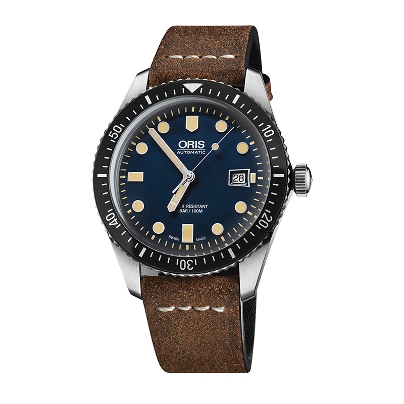 ORIS豪利时瑞士手表潜水系列65复刻版蓝盘皮带自动机械男士手表73377204055LS