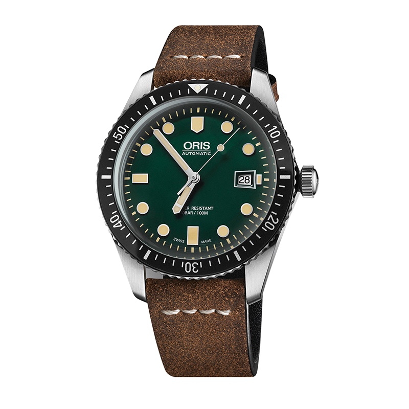 ORIS豪利时瑞士手表潜水系列65复刻版绿盘皮带复古自动机械男士手表73377204057LS