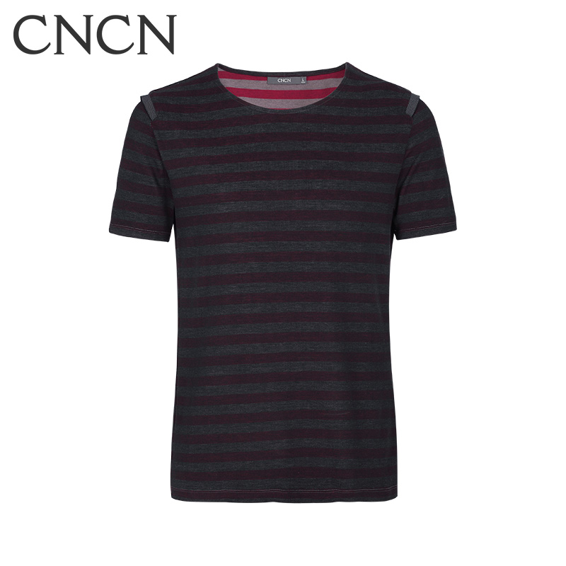 CNCN男士短袖T恤 简洁圆领拼接时尚美观男夏季全棉|NTCU2124