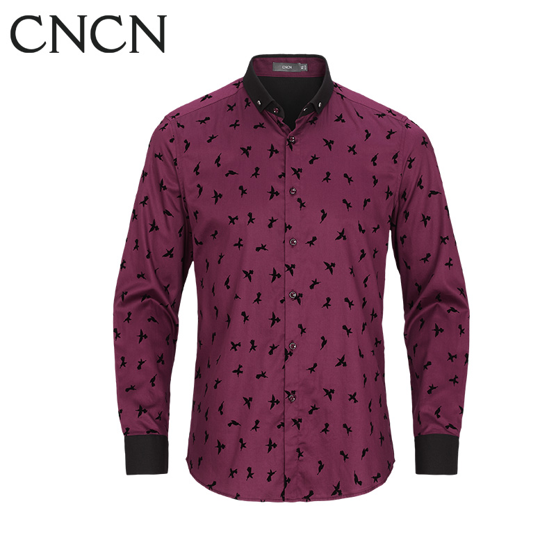 CNCN男士长袖衬衫 植绒立体修身男装休闲时尚|NCCJ3573