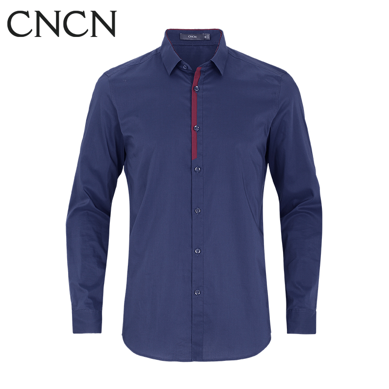CNCN男士长袖衬衫 透气修身纯色插色精致美观男装商务休闲时尚|NCCJ3579