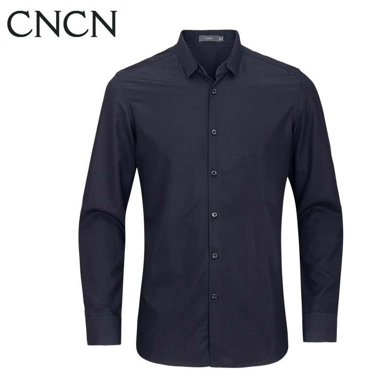 CNCN男士长袖衬衫 透气保暖修身纯色商务时尚弹性男装|NCCJ3571