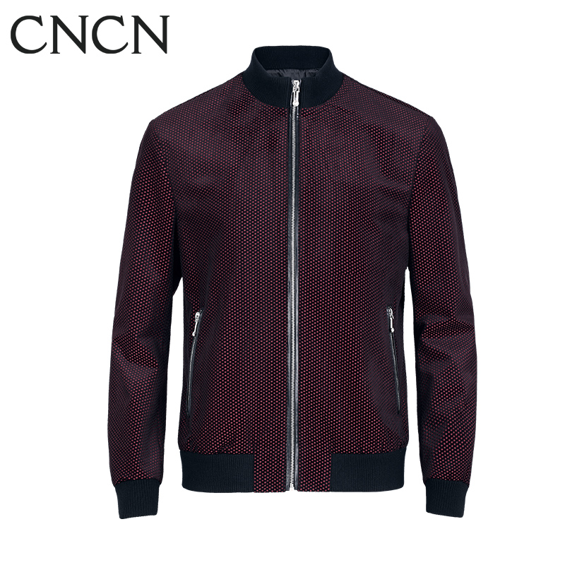 CNCN男士茄克 格纹秋季短版拉链修身男装茄克|NKBJ3616