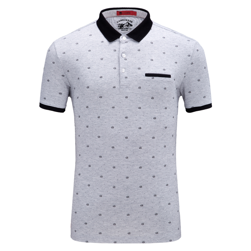CAMEL骆驼男装 夏装男士短袖t恤男翻领圆点印花青年Polo衫修身潮流体恤