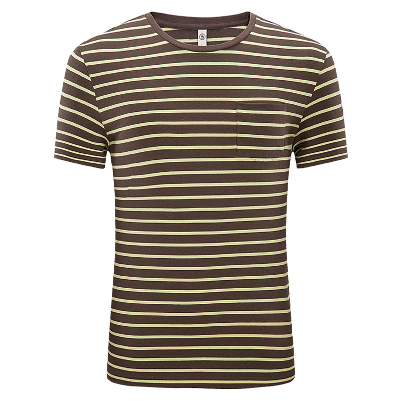 CAMEL骆驼牌男装 2017夏季新款时尚青年撞色条纹圆领休闲短袖T恤衫男