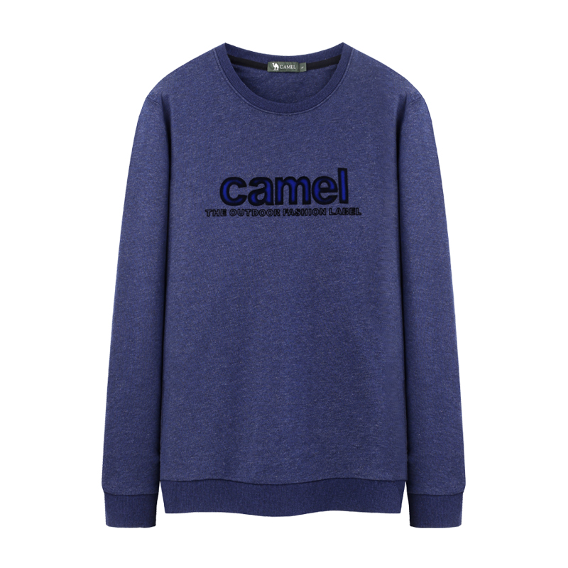 CAMEL骆驼男装 2018秋季新款青年舒适圆领植绒印花休闲渐变长袖卫衣男