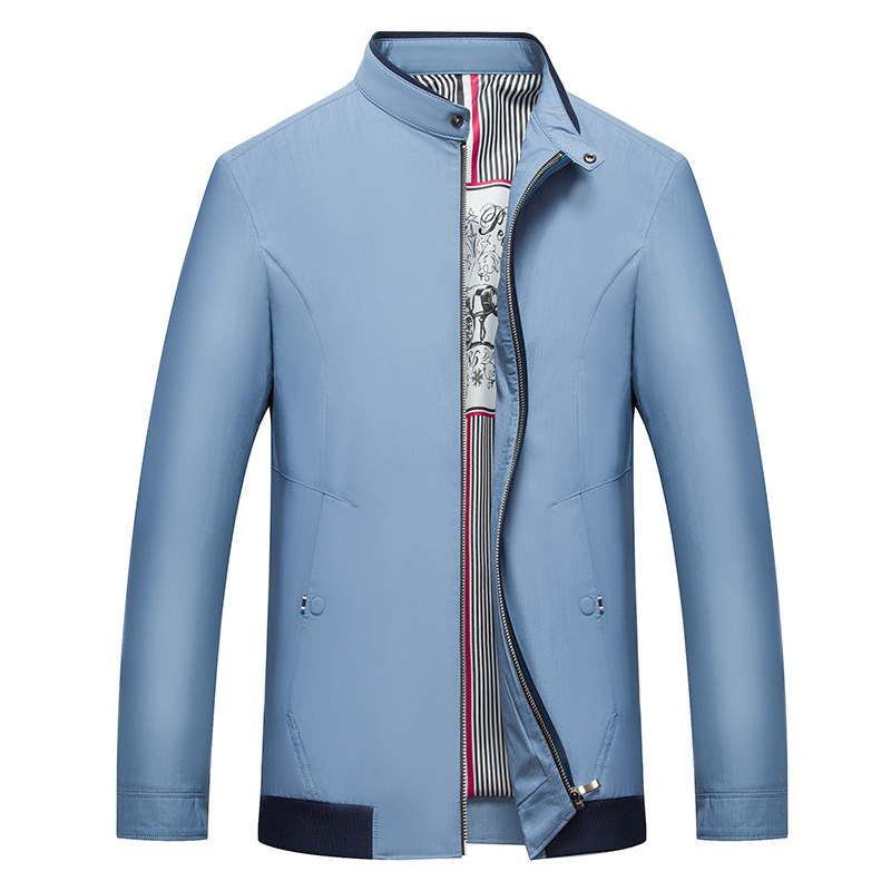 木笛秋季新款立领夹克商务休闲修身外套茄克衫秋冬薄款上衣MDJK17A1112