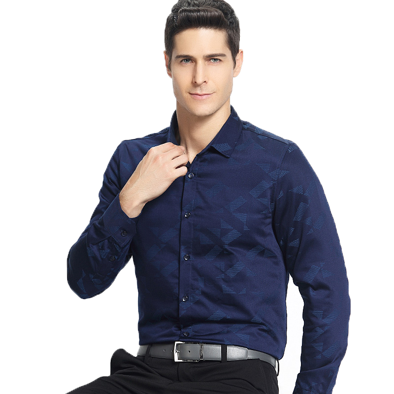 木笛保暖衬衫男修身加绒加厚季新款青年羽绒格子商务休闲方领衬衣MDYR17D5703